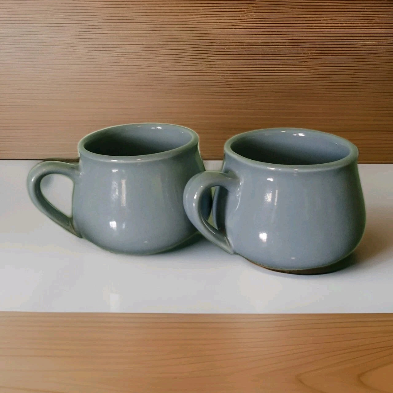 Large Soup Mugs Set Of 2 Slate Blue Ceramic Cups