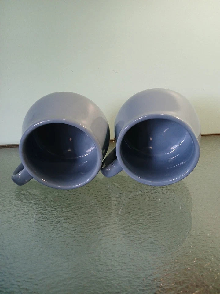 Large Soup Mugs Set Of 2 Slate Blue Ceramic Cups