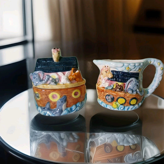 Noah’s Ark Sugar Bowl and Creamer Set