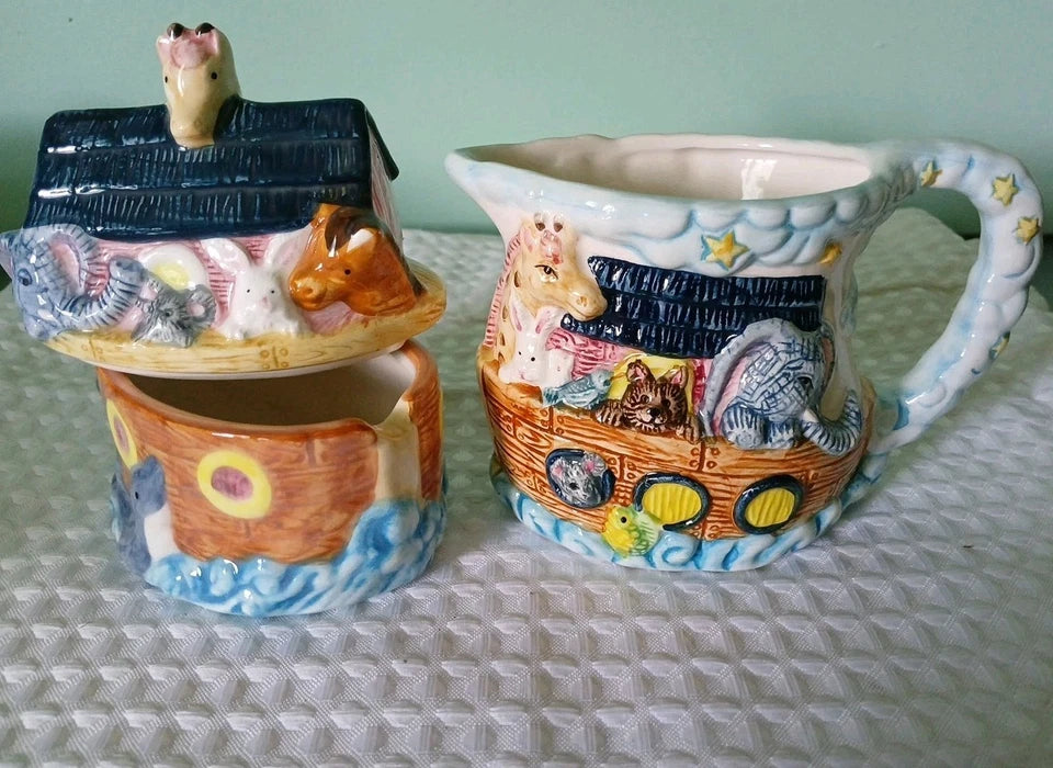 Noah’s Ark Sugar Bowl and Creamer Set
