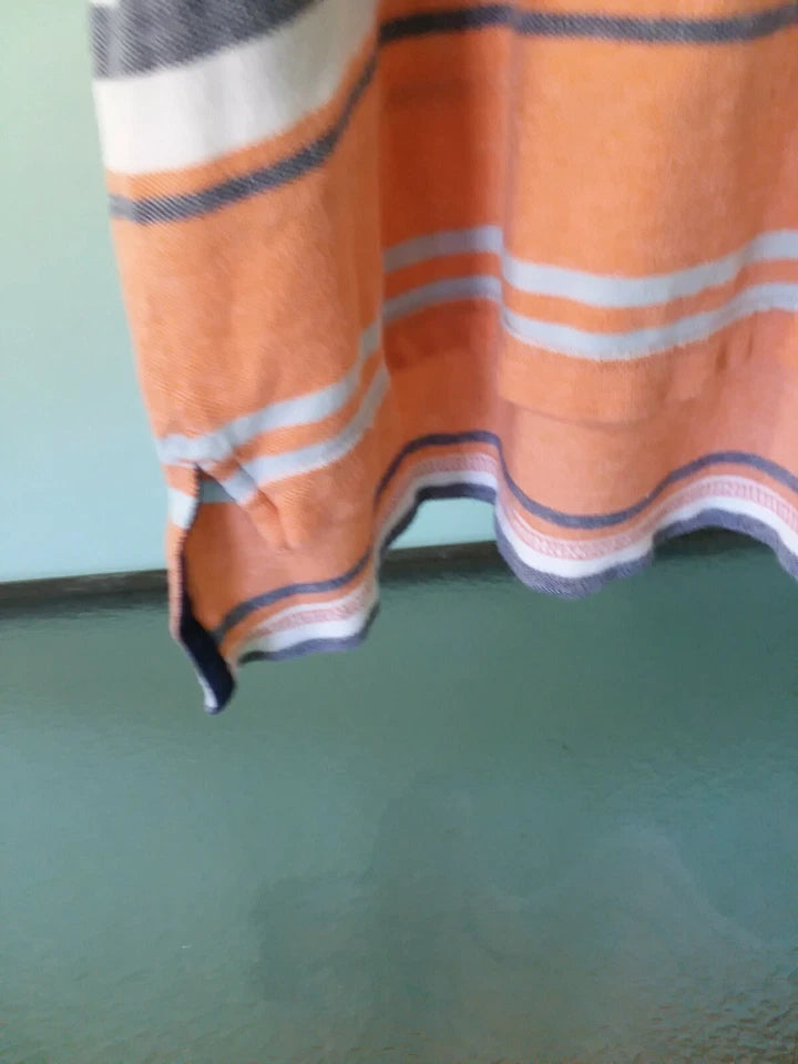 CHAPS Mens XXL Polo Shirt - Short Sleeve Orange and Gray Stripe