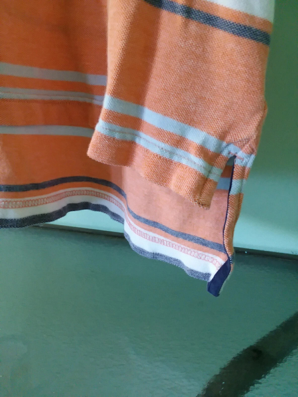 CHAPS Mens XXL Polo Shirt - Short Sleeve Orange and Gray Stripe