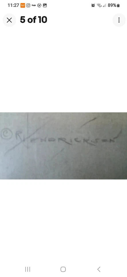 Vntg Photo R. Hendrickson Signed (Mother Daughter in the Kitchen)