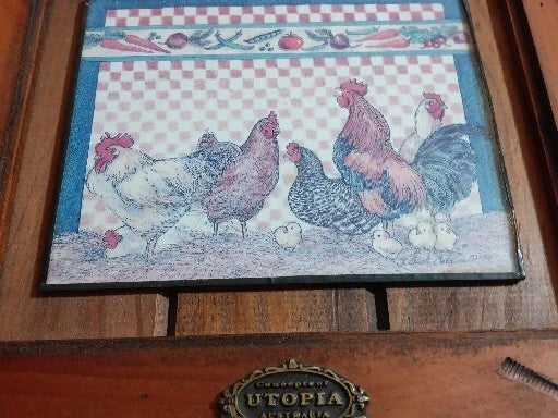 Vntg Australian Tile Folk Art Wall Hanging