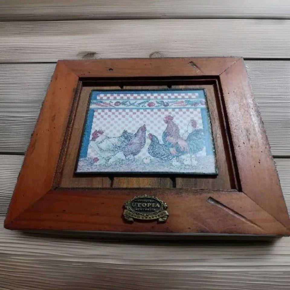 Vntg Australian Tile Folk Art Wall Hanging