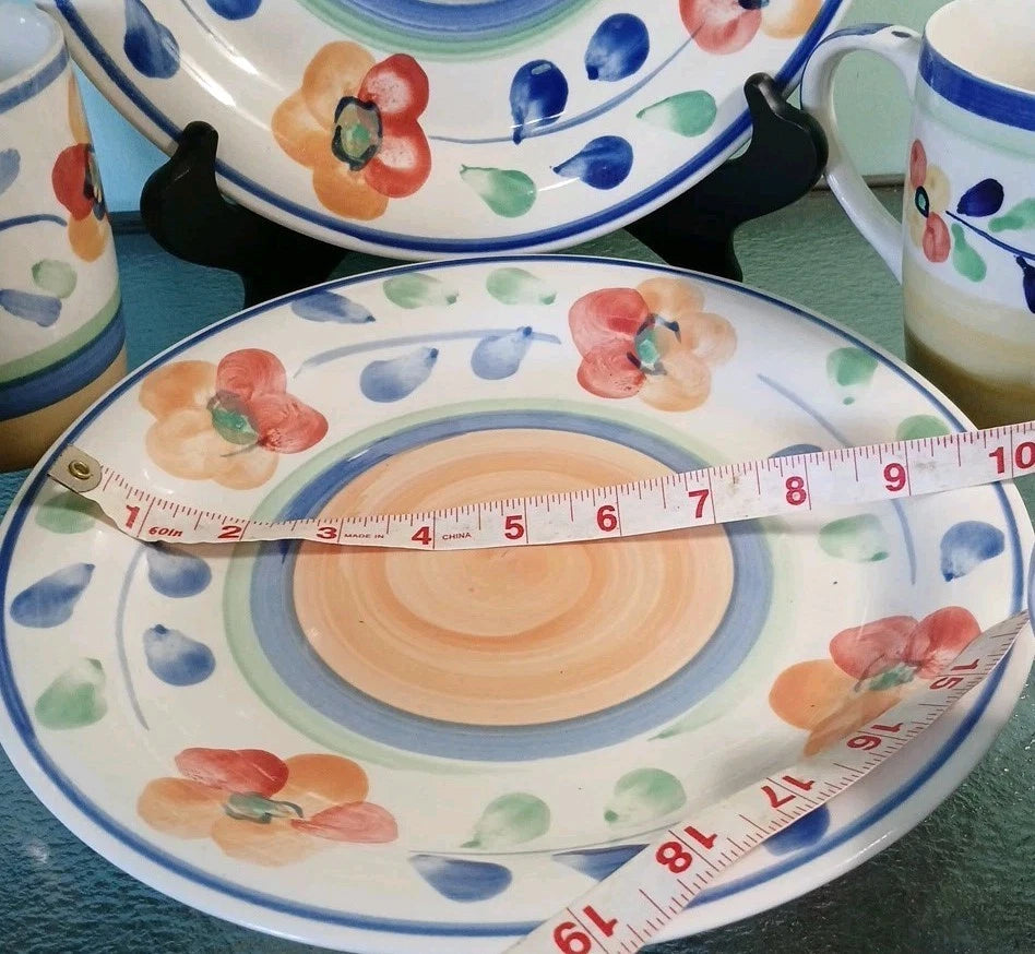 Hand Painted Summertime Dinner Set Plates & Cups