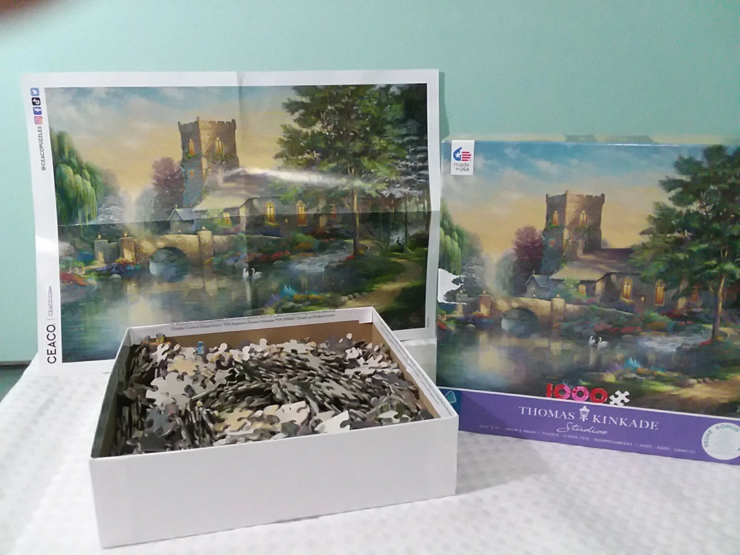 Willow Wood Chapel Thomas Kinkade 1000 Piece Puzzle