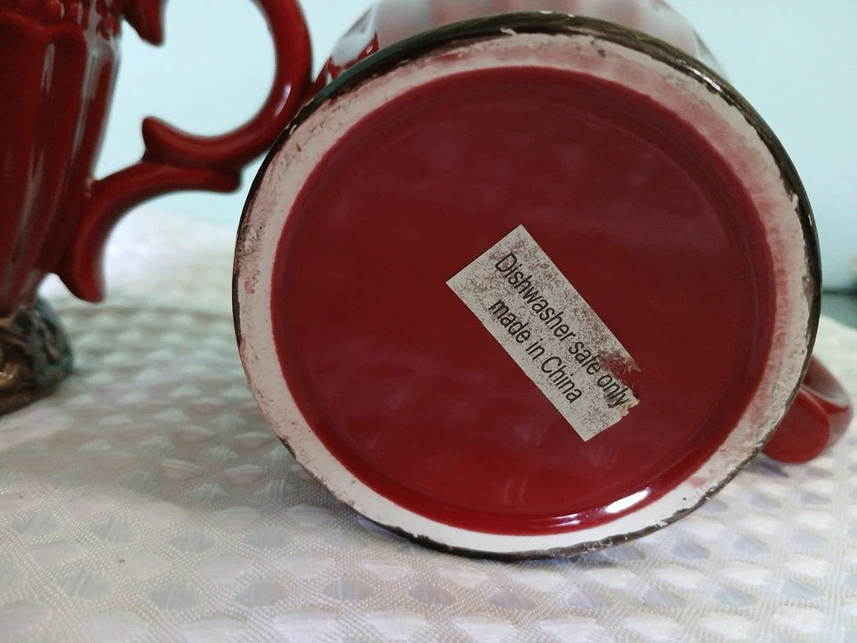 Lot Of 2 Burgundy Red Japanese Style Coffee Cups