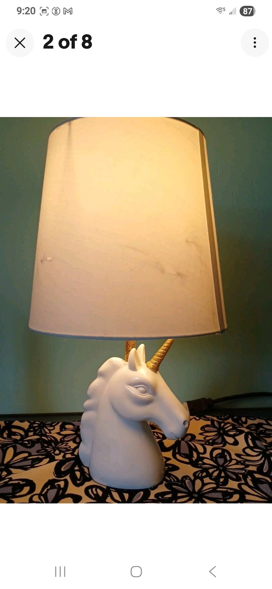 White And Gold Unicorn Lamp