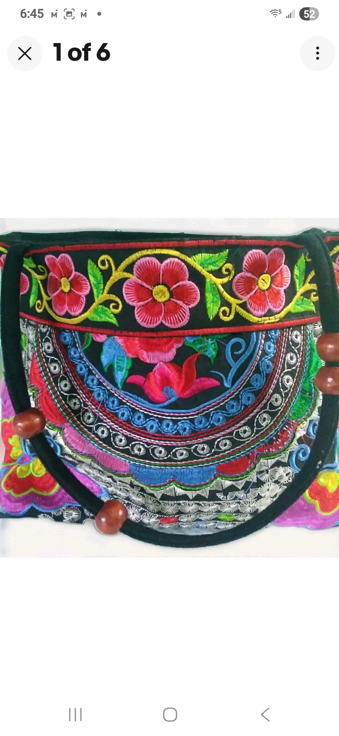 Vntg Floral Embroidered Carpet Bag