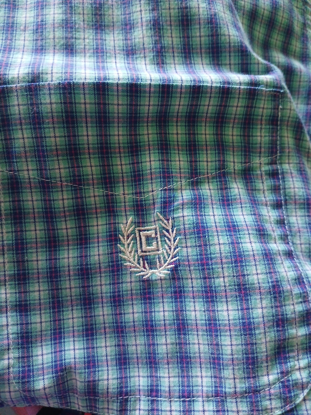 MENS Chaps 2xl  shirt blue check, short sleeve  button down