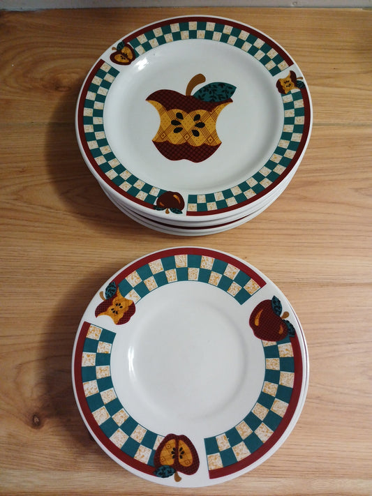 "A" Is For Apple Pie Plates & Saucers Set of 6 - Tabletops Unlimited