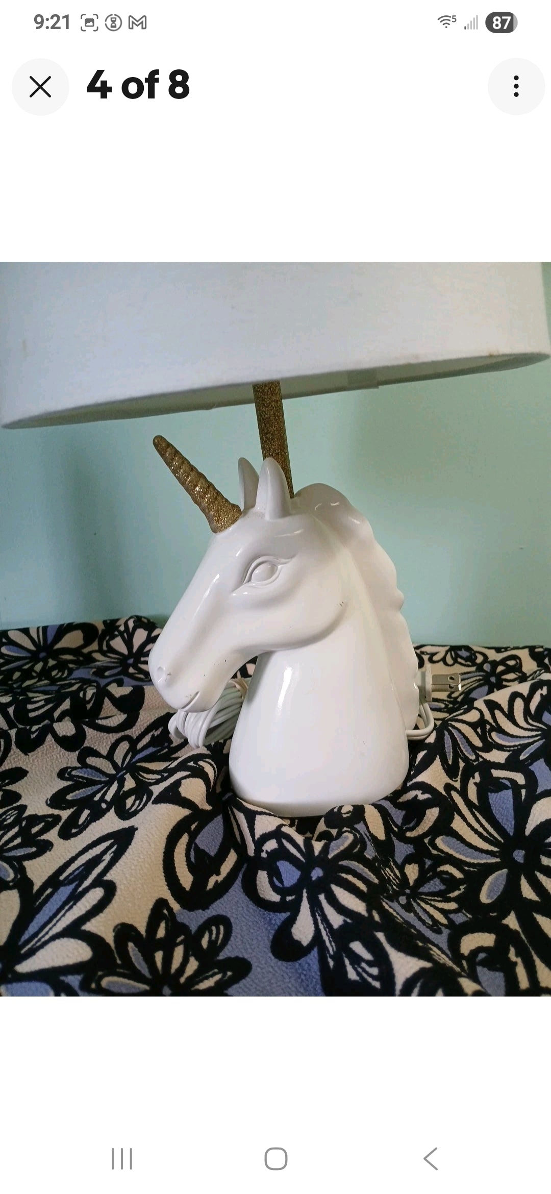 White And Gold Unicorn Lamp
