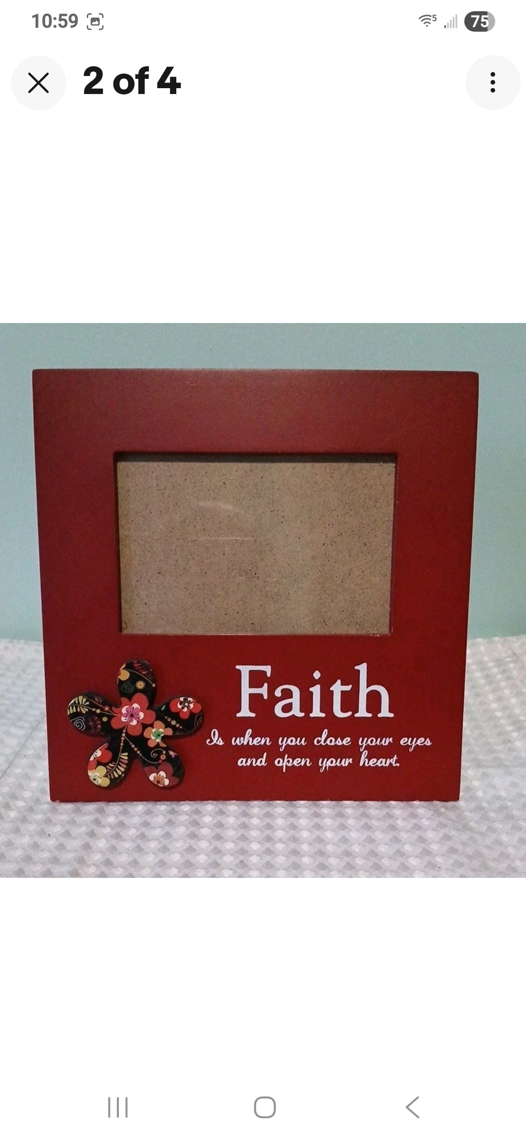 Red Wooden Picture Frame 4x6 Mosaic Flower