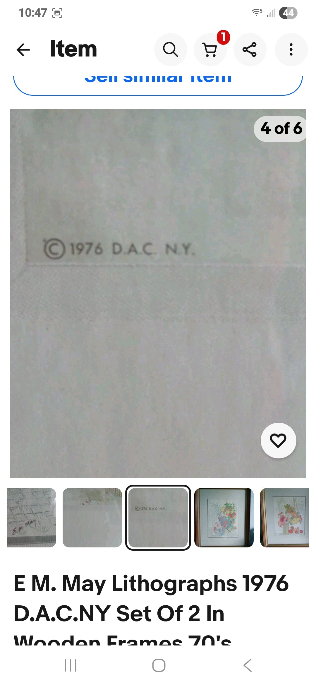 E M. May Lithographs 1976 D.A.C.NY Set Of 2 In Wooden Frames 70's Modern Design