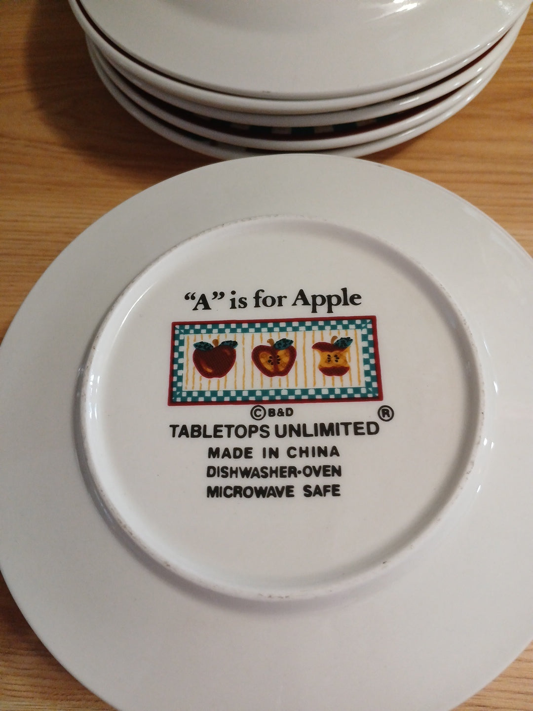 "A" Is For Apple Pie Plates & Saucers Set of 6 - Tabletops Unlimited