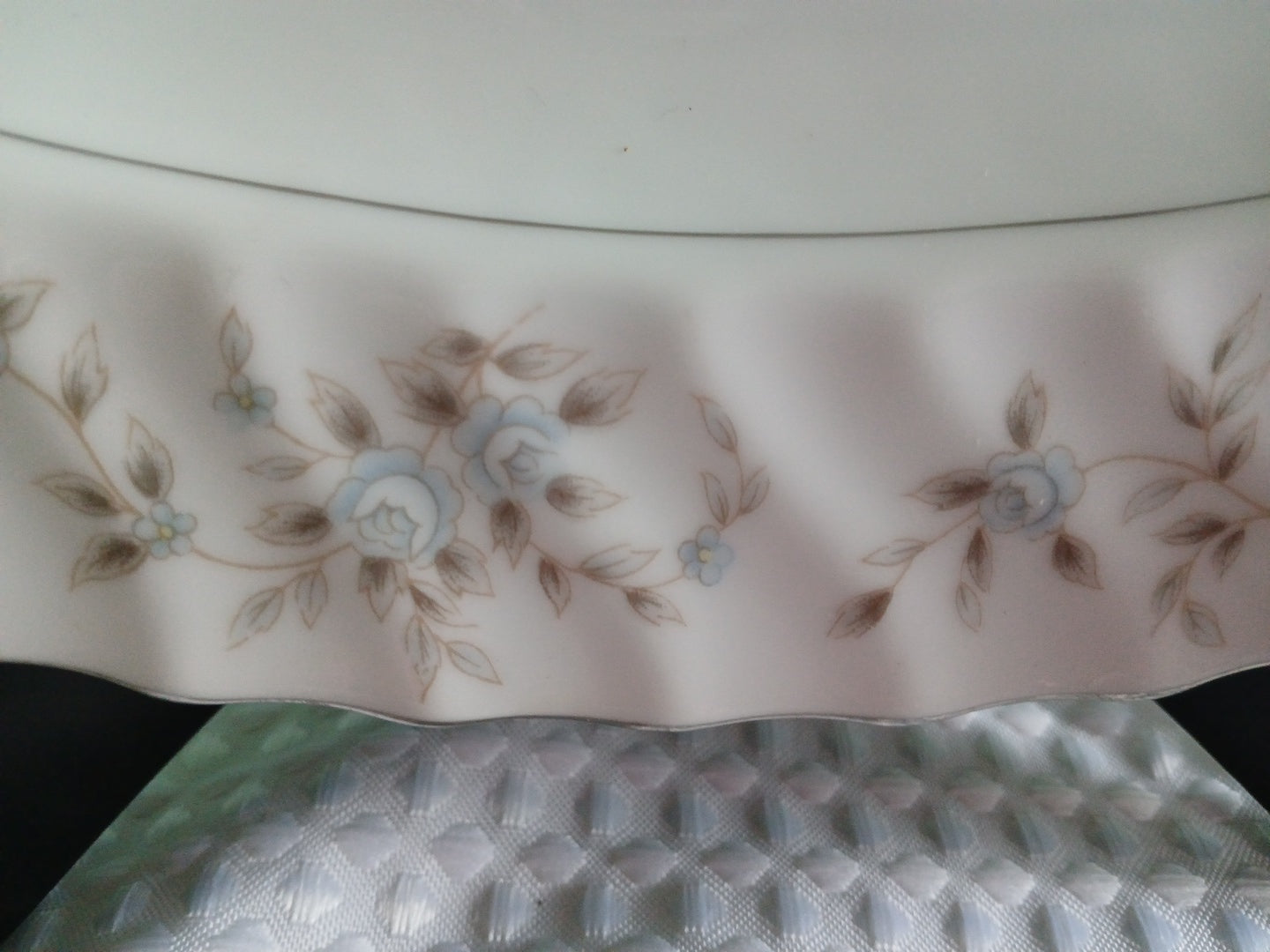 14" Serving Platter  Japan 3560 - Camalot Blue Rose  With Silver Etch Trim