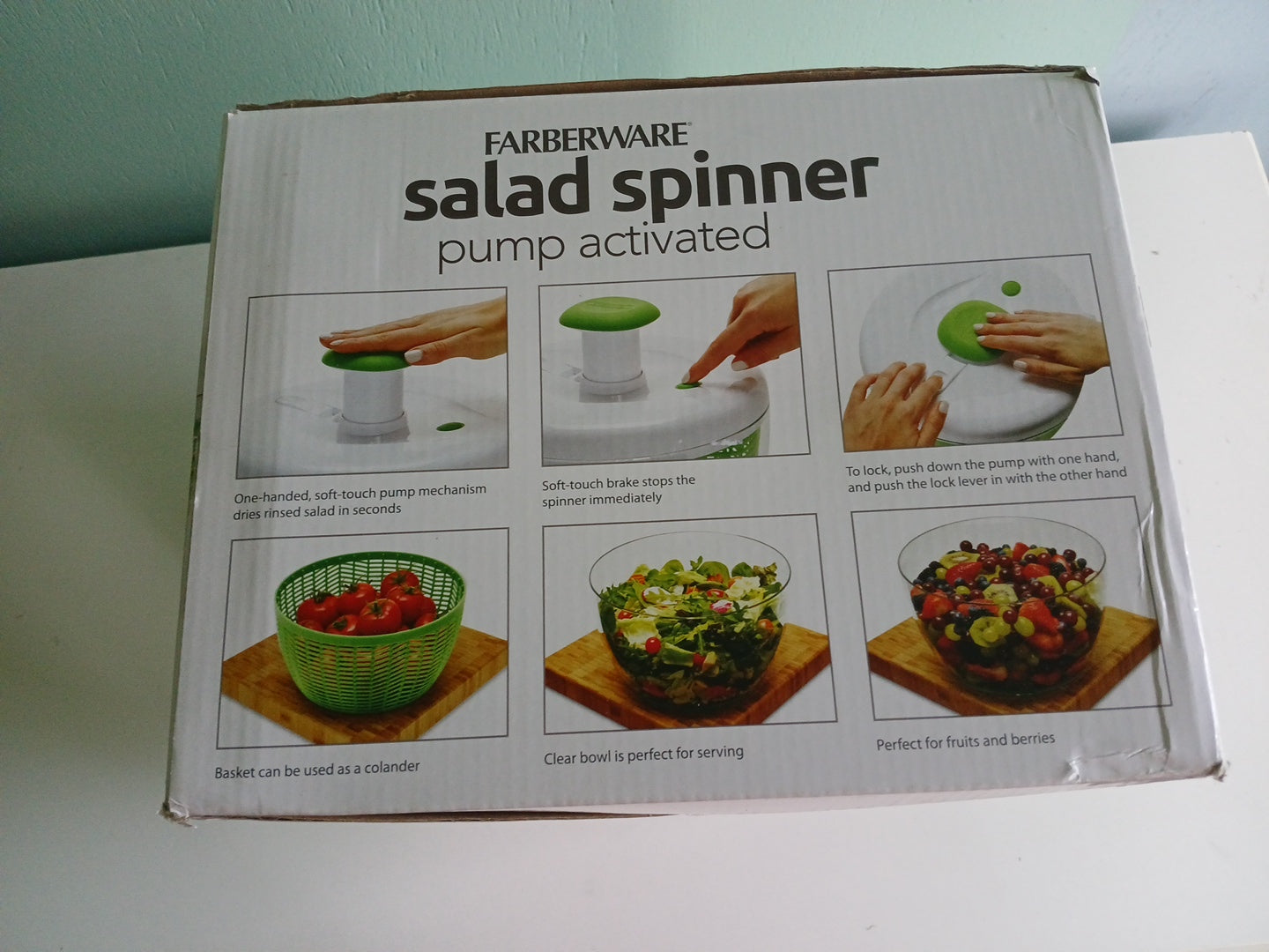 Farberware Salad Spinner 6.65qt Pump-Activated Bowl
