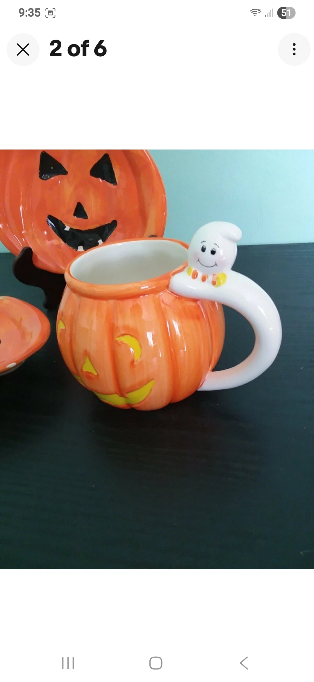 Halloween Dish Set With Pumpkin Coffee Mug - Lot of 3