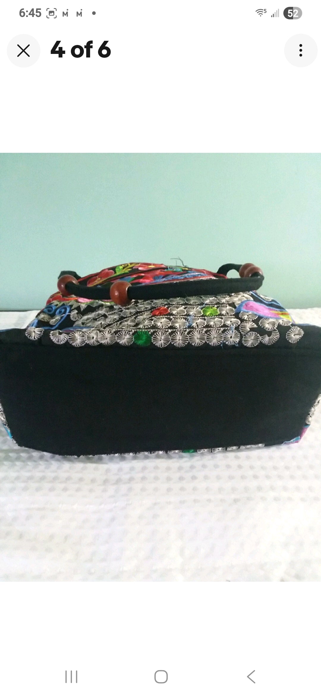 Vntg Floral Embroidered Carpet Bag