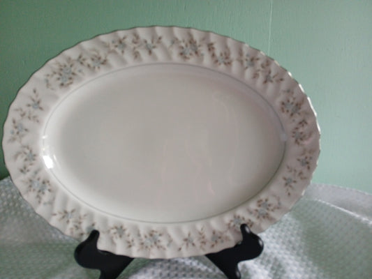 14" Serving Platter  Japan 3560 - Camalot Blue Rose  With Silver Etch Trim