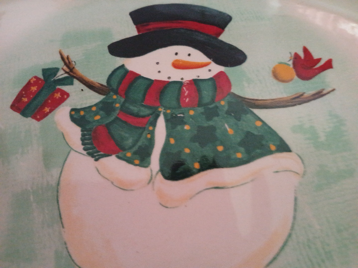 Snowman & Cardinal Christmas Platter