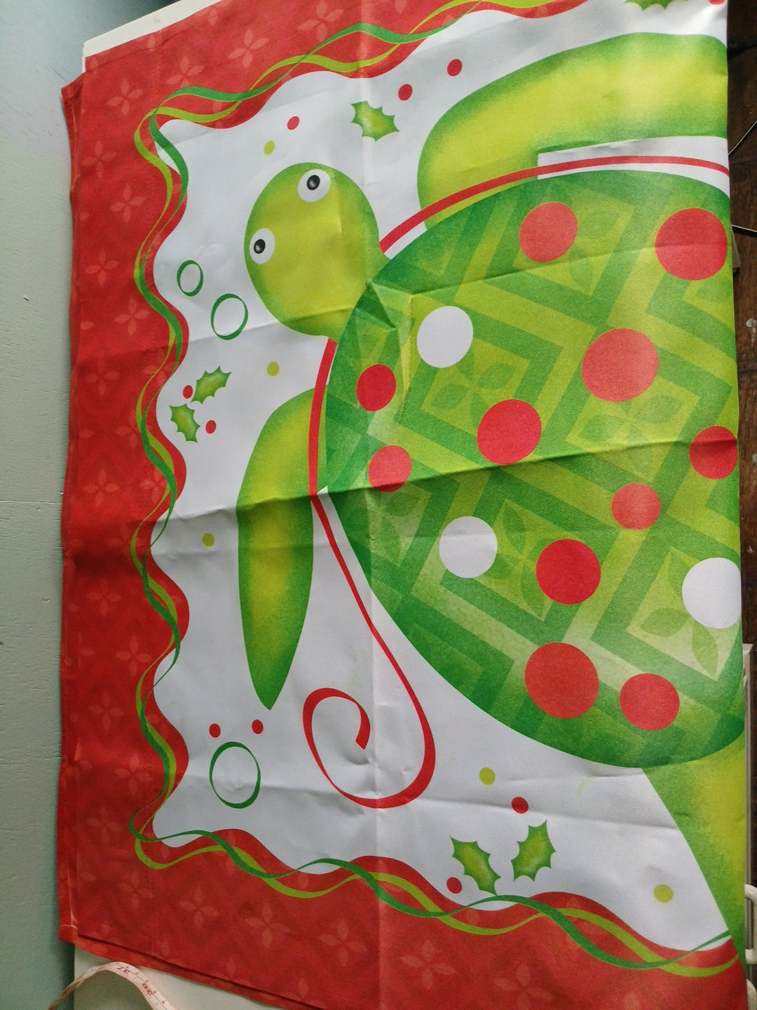 Seasons Greetings Christmas Turtle, Nautical Flag- Never Hung , Open Package.