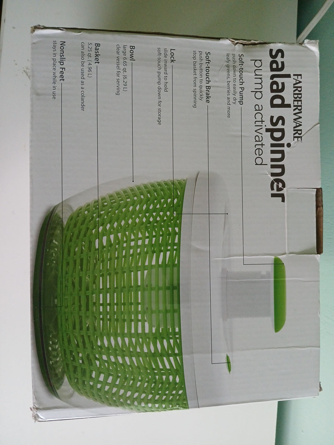 Farberware Salad Spinner 6.65qt Pump-Activated Bowl