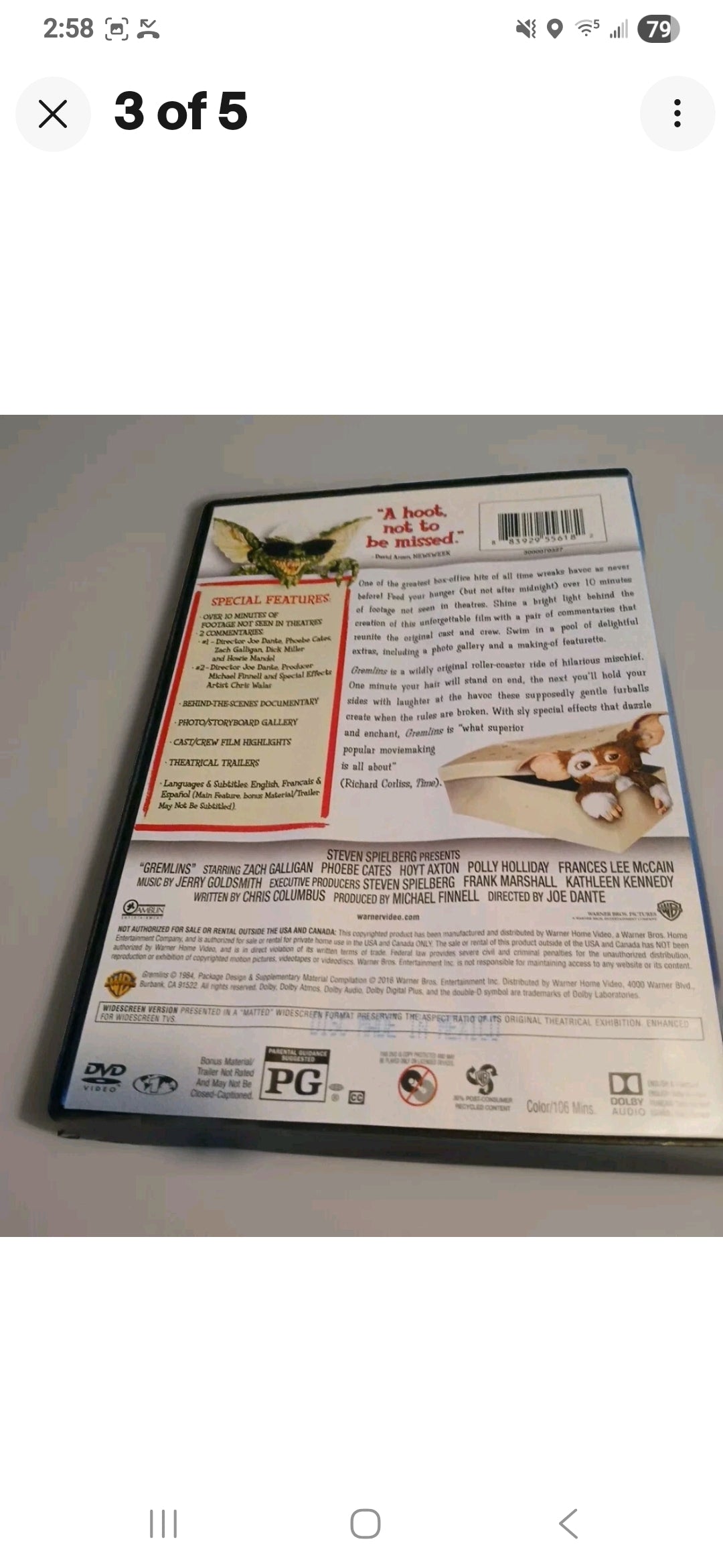 GREMLINS AND GIZMO DVD 1984