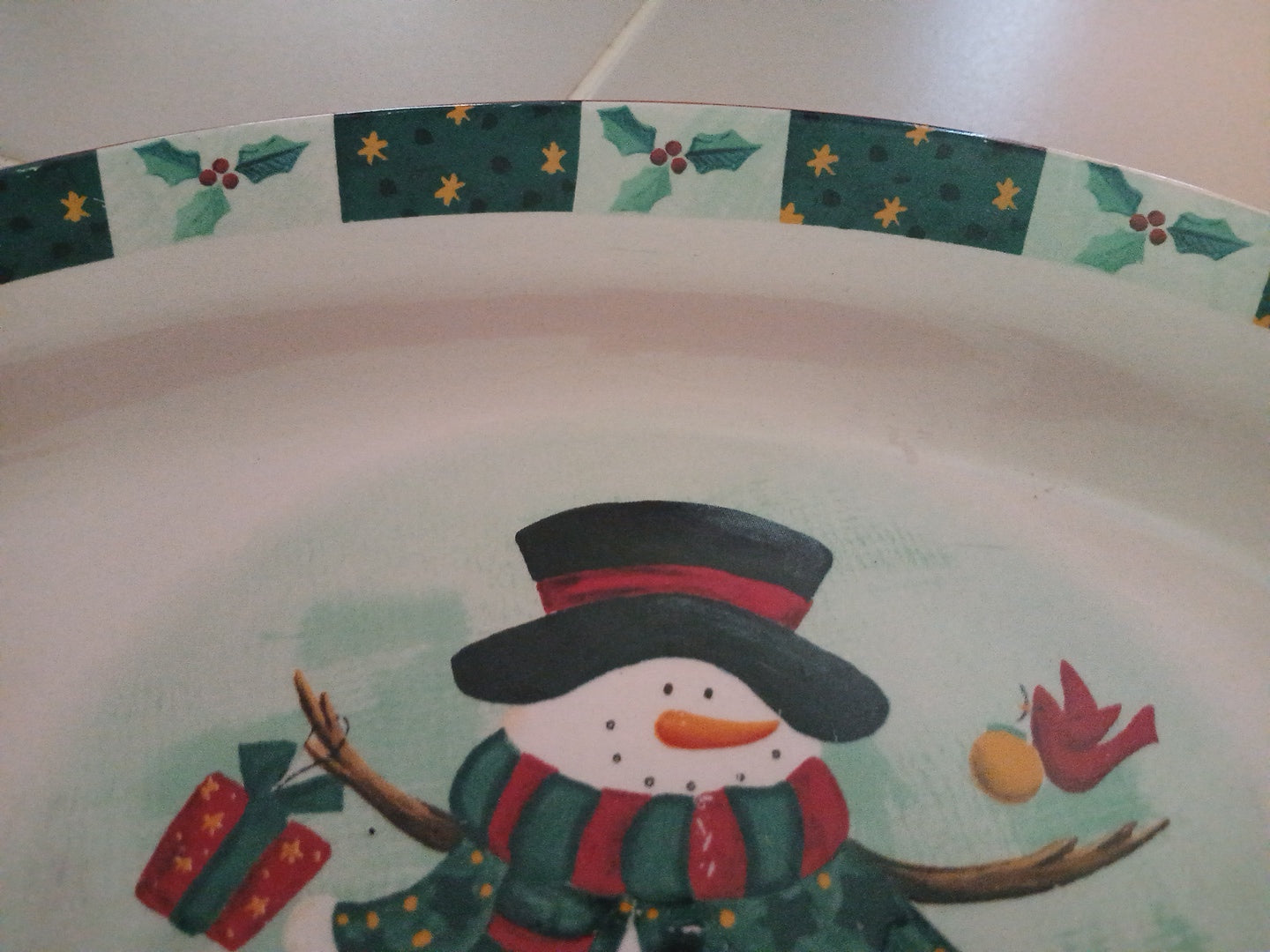 Snowman & Cardinal Christmas Platter