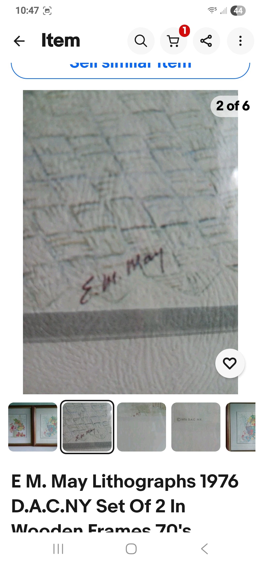 E M. May Lithographs 1976 D.A.C.NY Set Of 2 In Wooden Frames 70's Modern Design