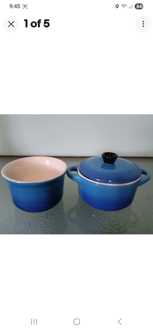 Blue Mini Dutch Oven with Lid and Bowl