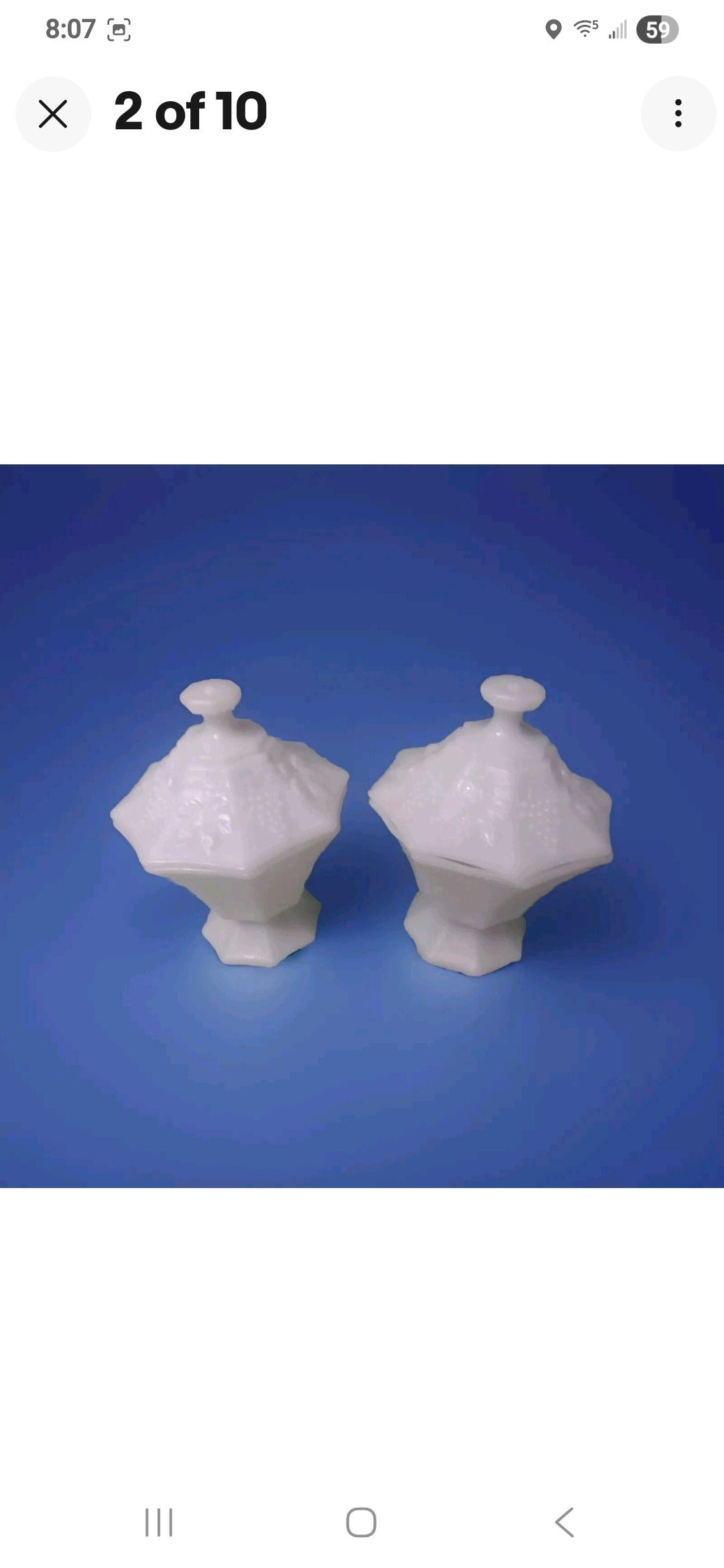 Vintage Peddistool Milk Glass Candy Dishes set of 2 with lids