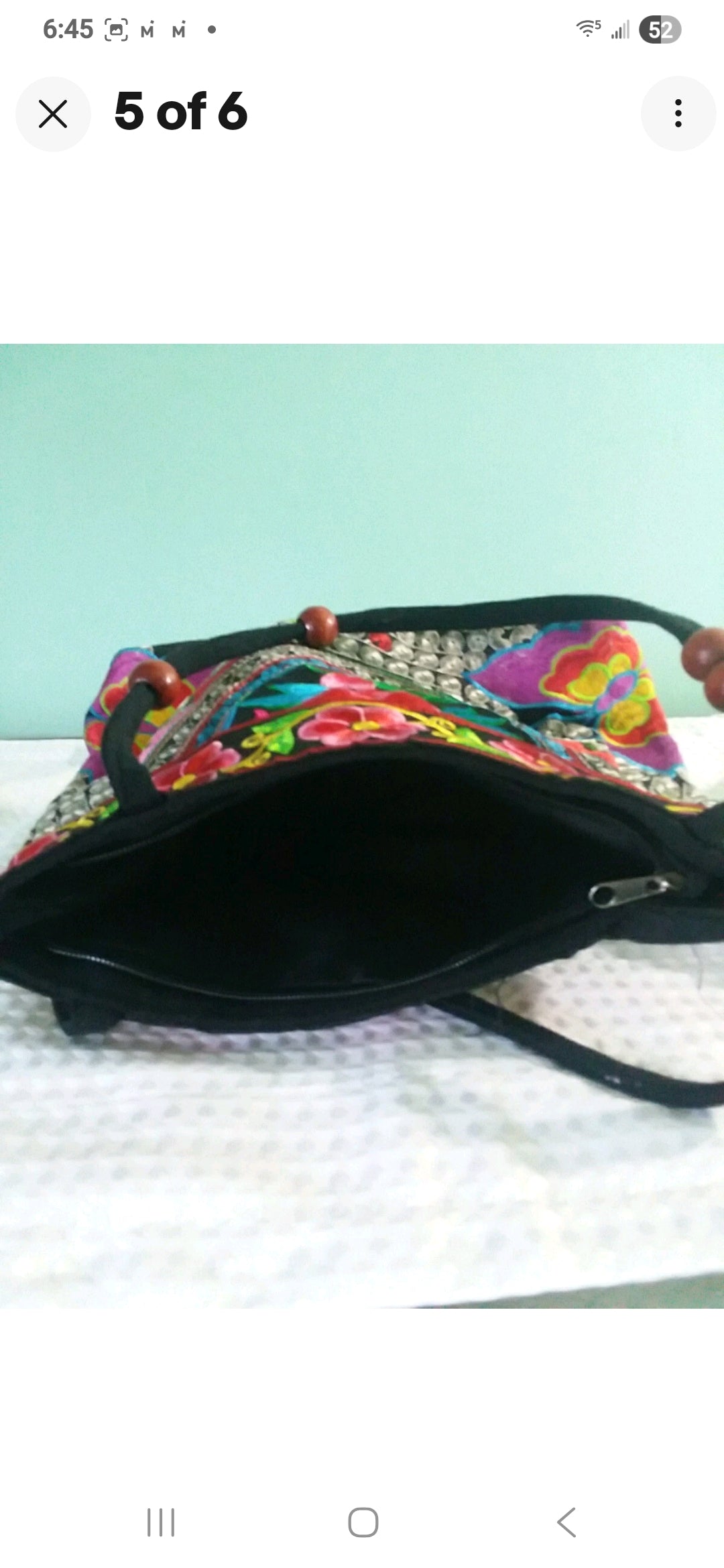 Vntg Floral Embroidered Carpet Bag