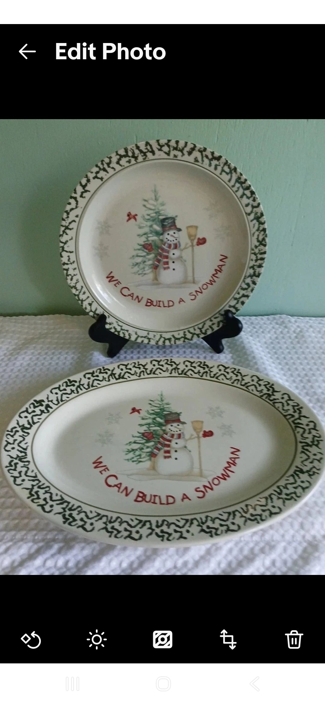 Snowman  14" Platter And 10"  Plate Set