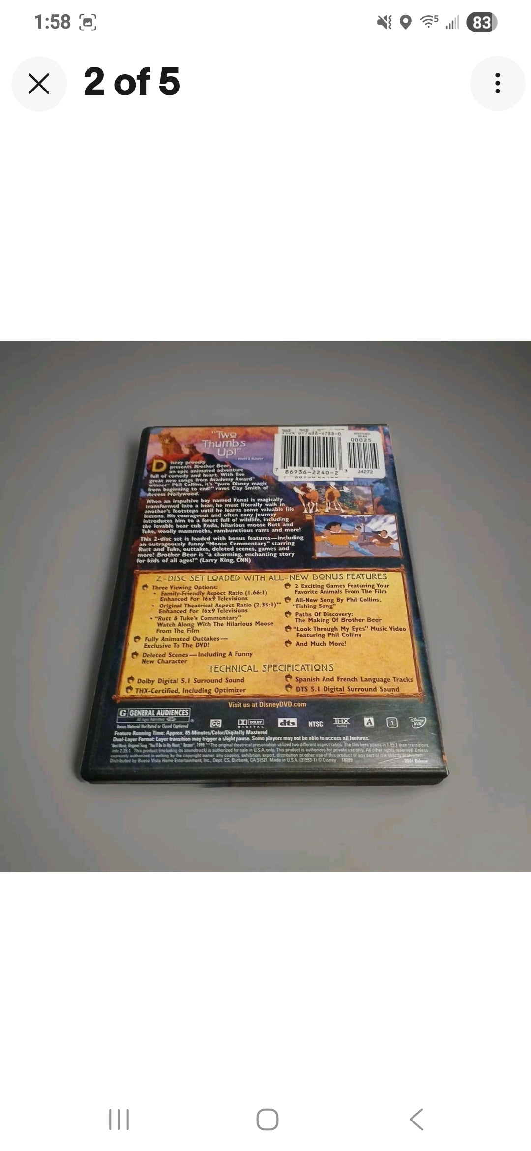 Walt Disney's Brother Bear (DVD, 2004, 2-Disc Set, Special Edition)