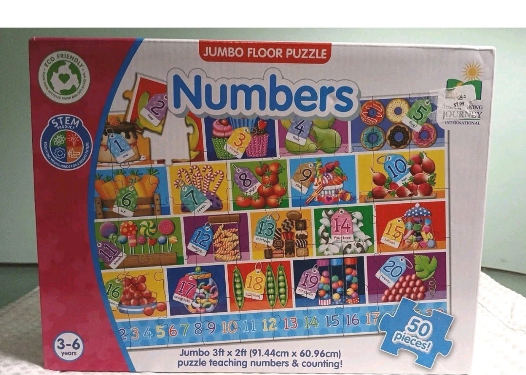 NUMBERS Floor Puzzle Jumbo 3ft×2ft 50 Pieces