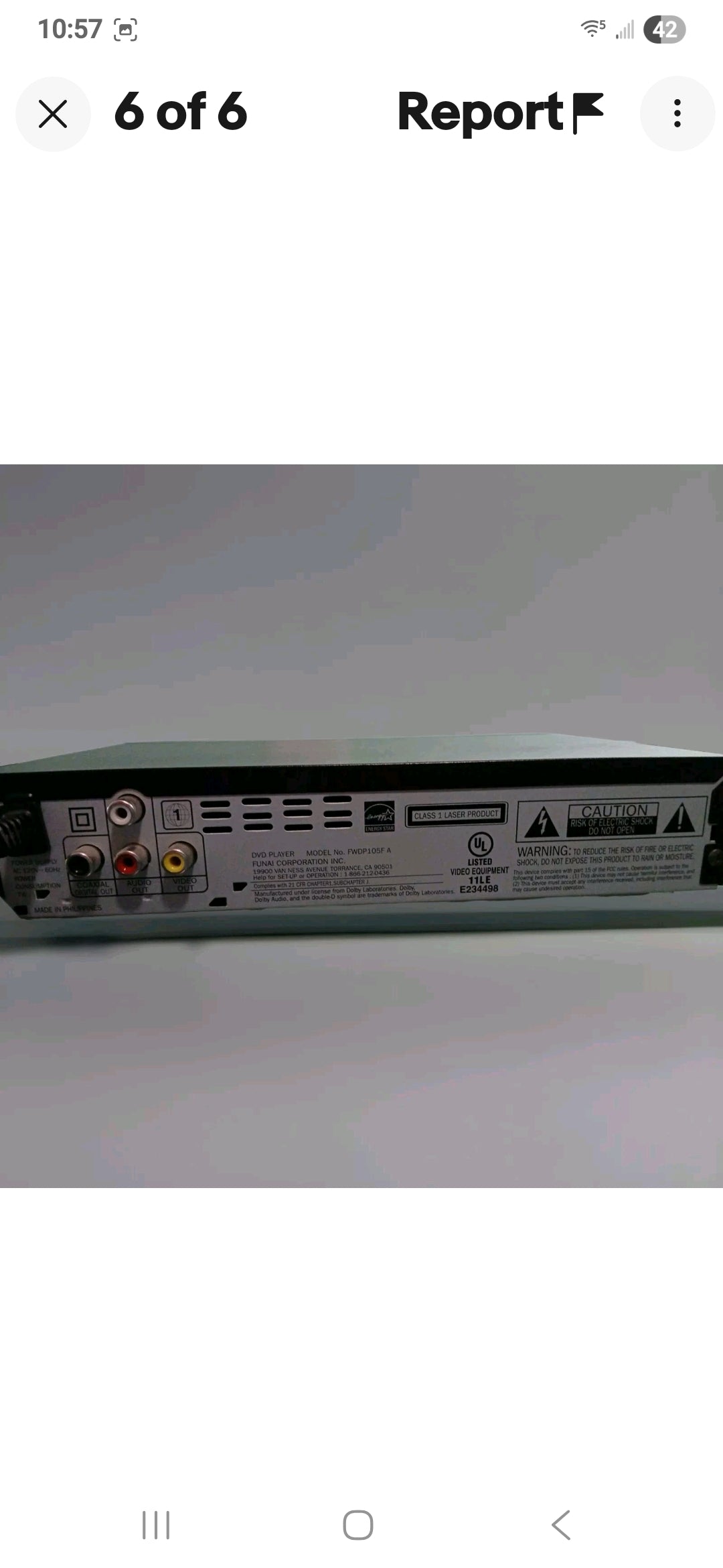 Sanyo DVD Player Model # FWDP105F-A - Tested & Working