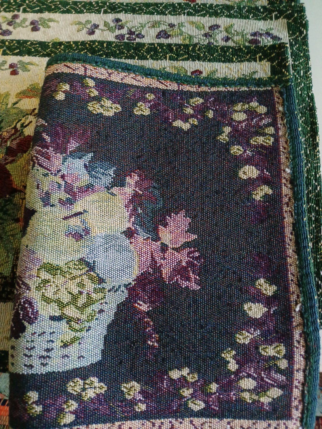 8 piece country placemat set . Fruit and flowers tapestry