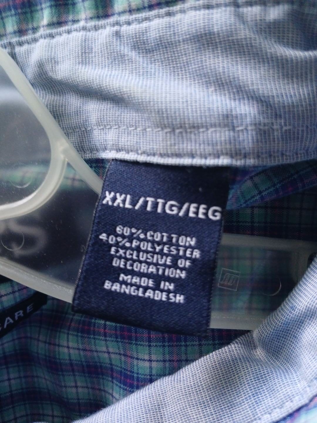 MENS Chaps 2xl  shirt blue check, short sleeve  button down