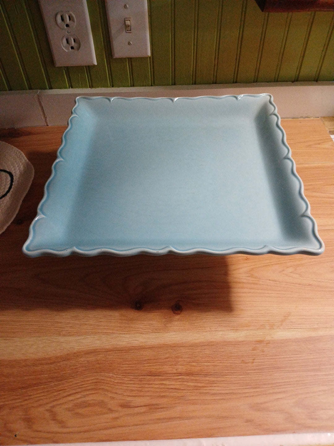 Ceramic Light Blue Peddistool , Square Cake Stand BY DESTINOS S.A From Portugal