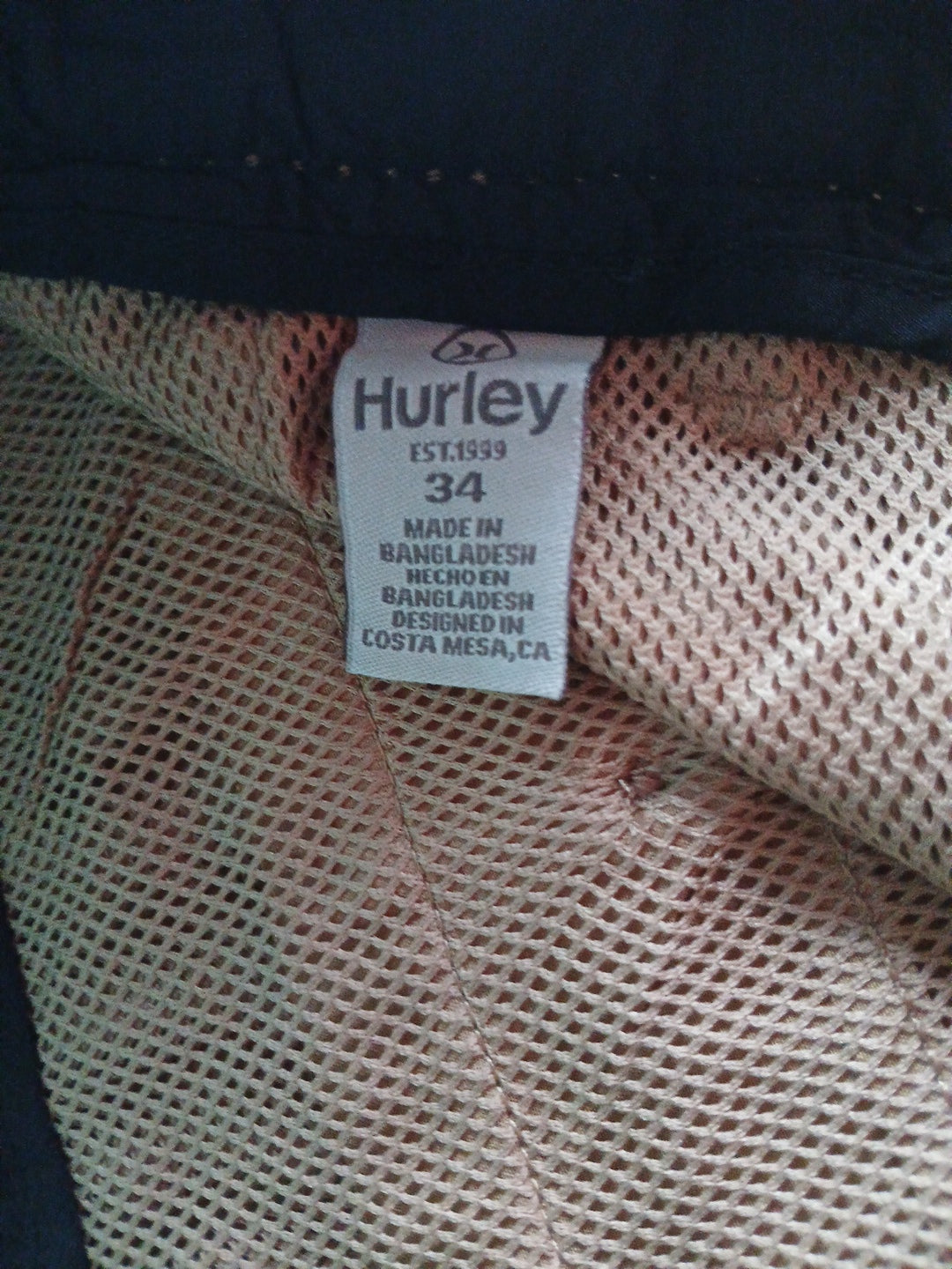 MENS HURLEY shorts size 34