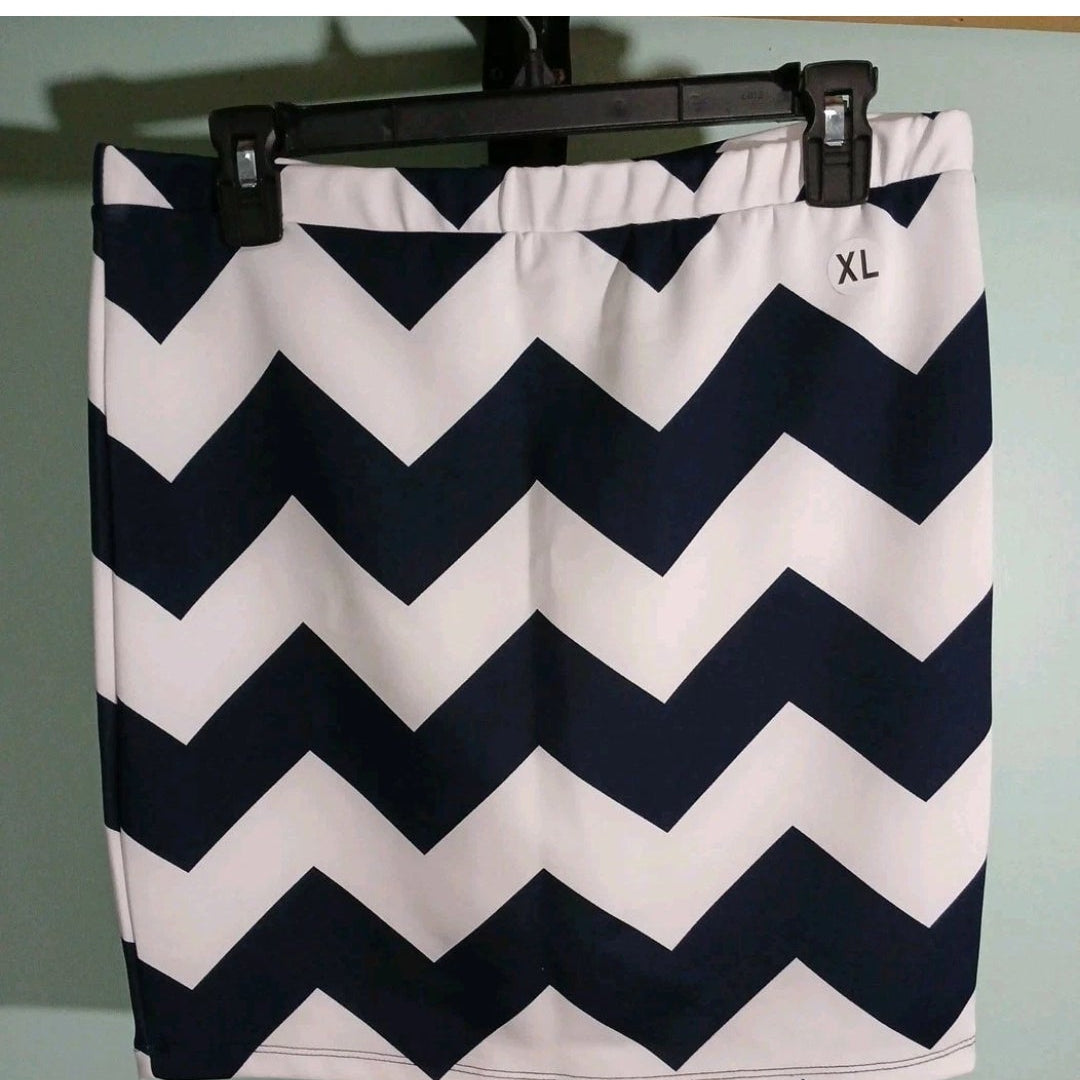 Rue 21 Striped Mini Skirt White And Navy Blue Nautical Sz XL