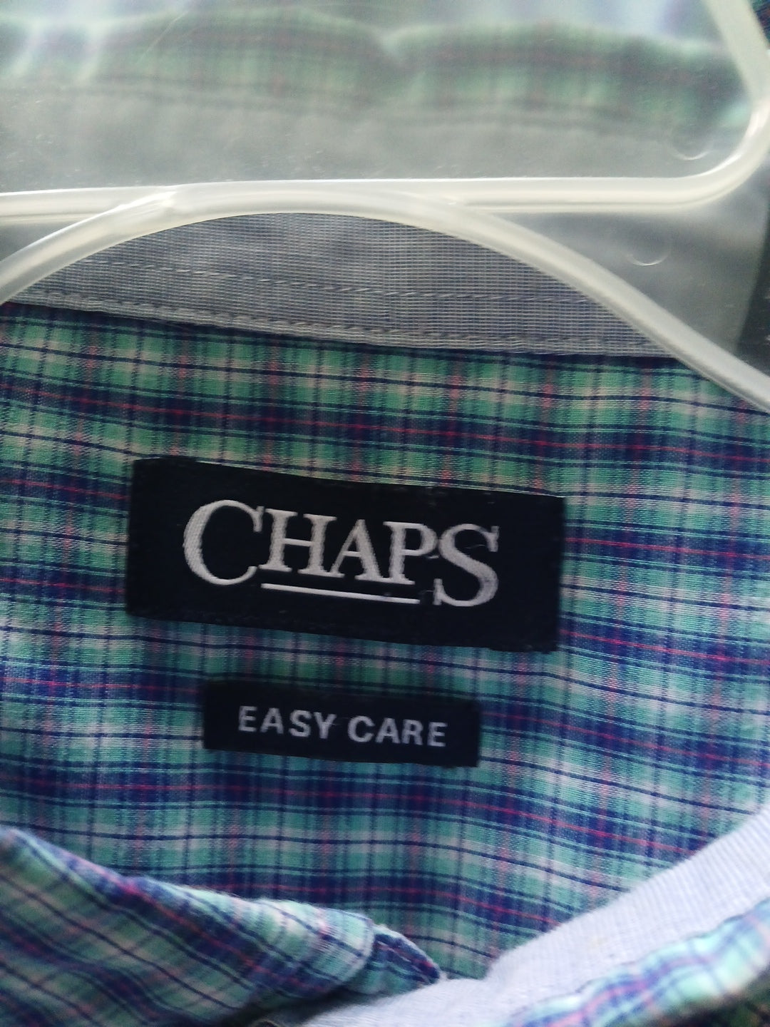 MENS Chaps 2xl  shirt blue check, short sleeve  button down