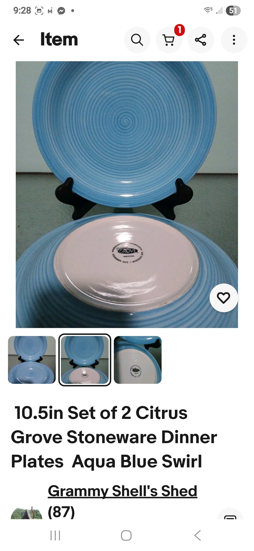 Stoneware Dinner Plates 10.5in Set of 2 Citrus Grove Aqua Blue Swirl