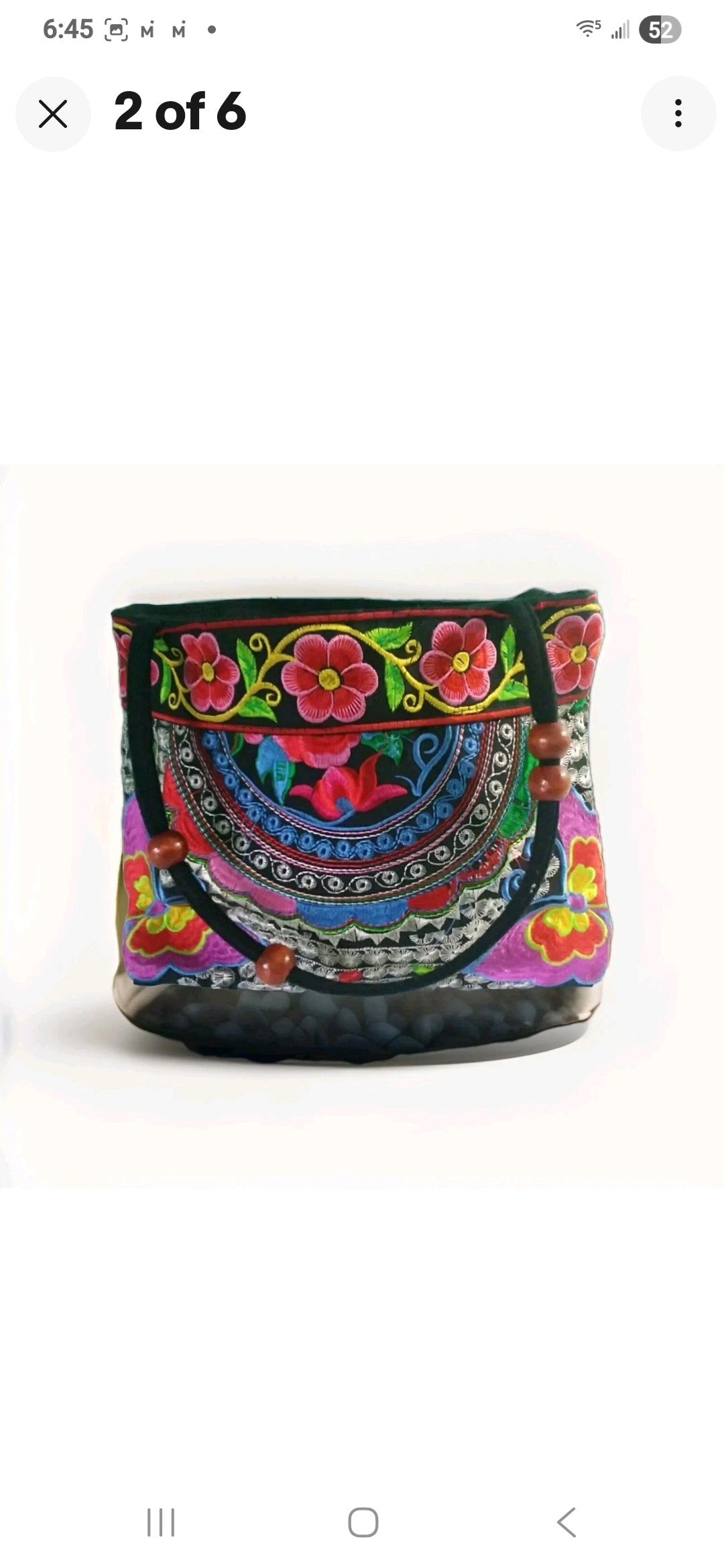 Vntg Floral Embroidered Carpet Bag