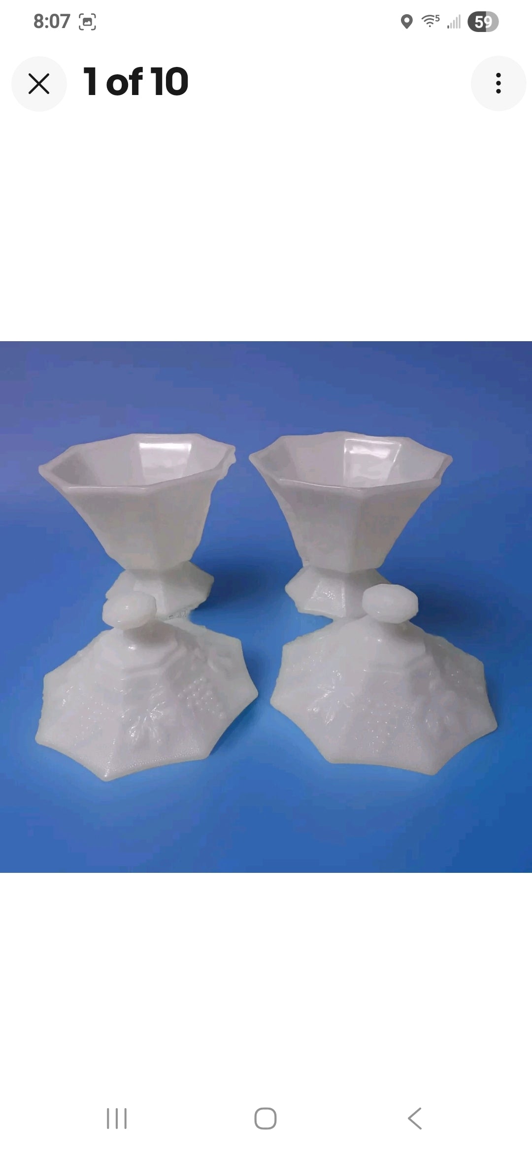 Vintage Peddistool Milk Glass Candy Dishes set of 2 with lids