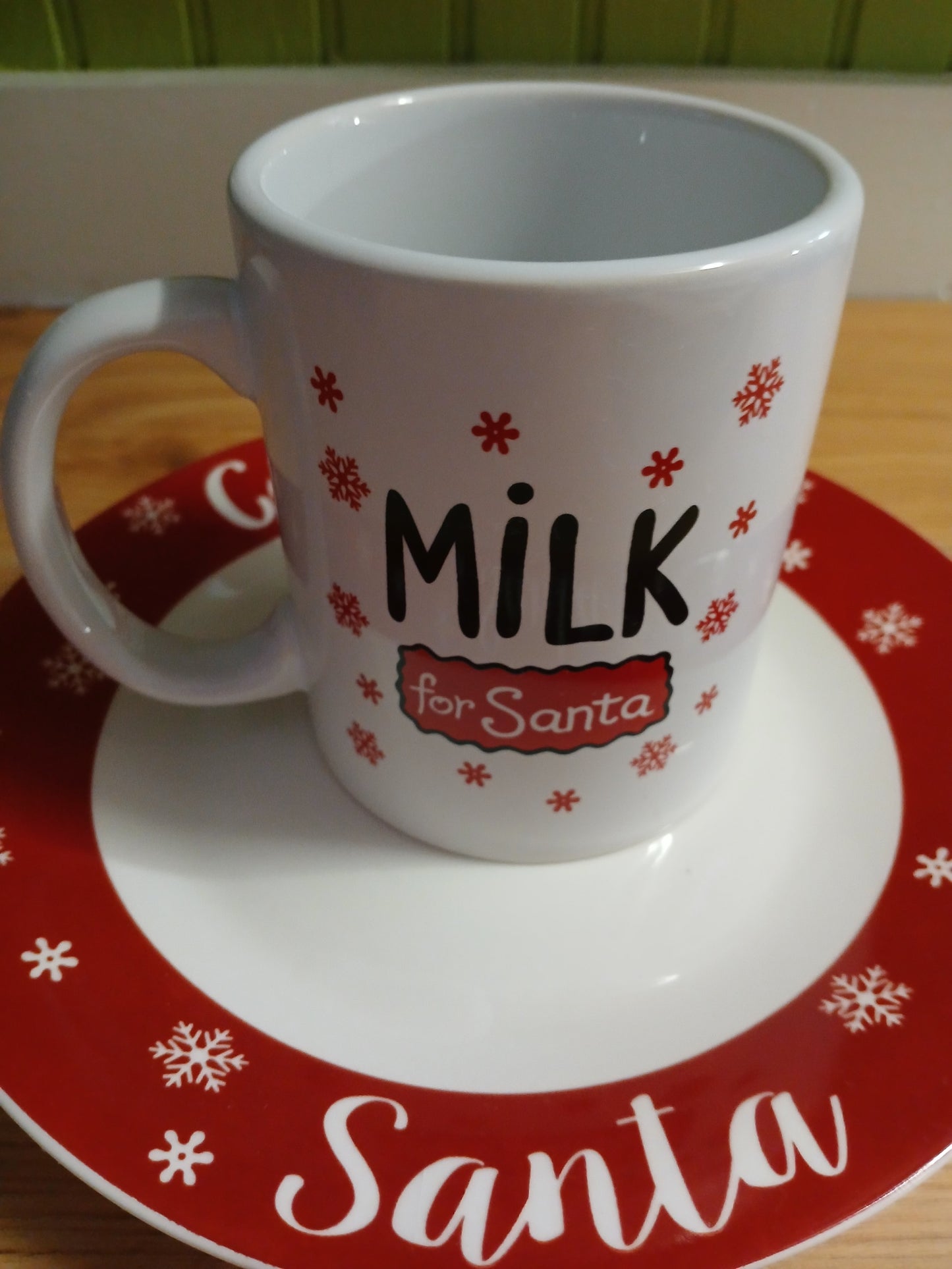 Santa's cookies and milk dish and mug set