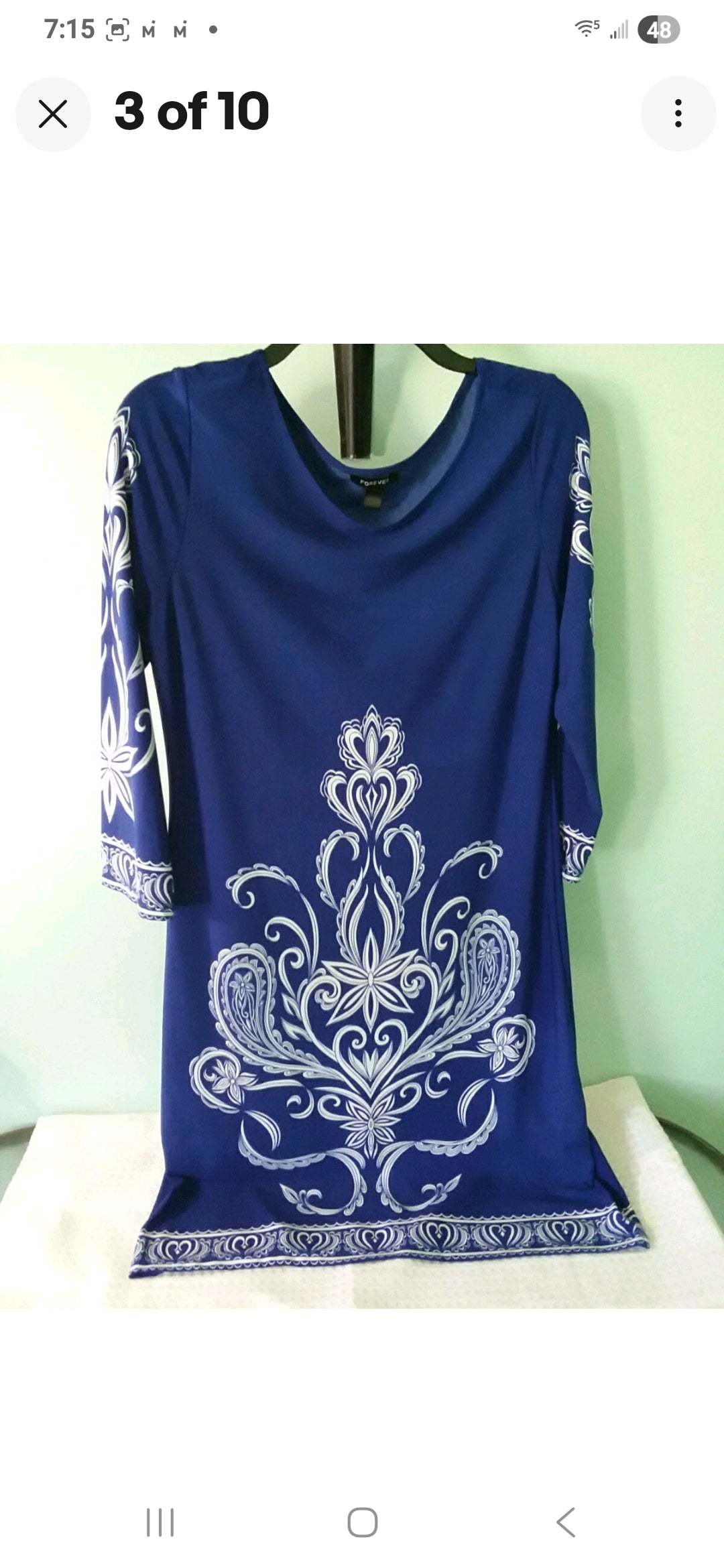 Forever Royal Blue Dress with White Design