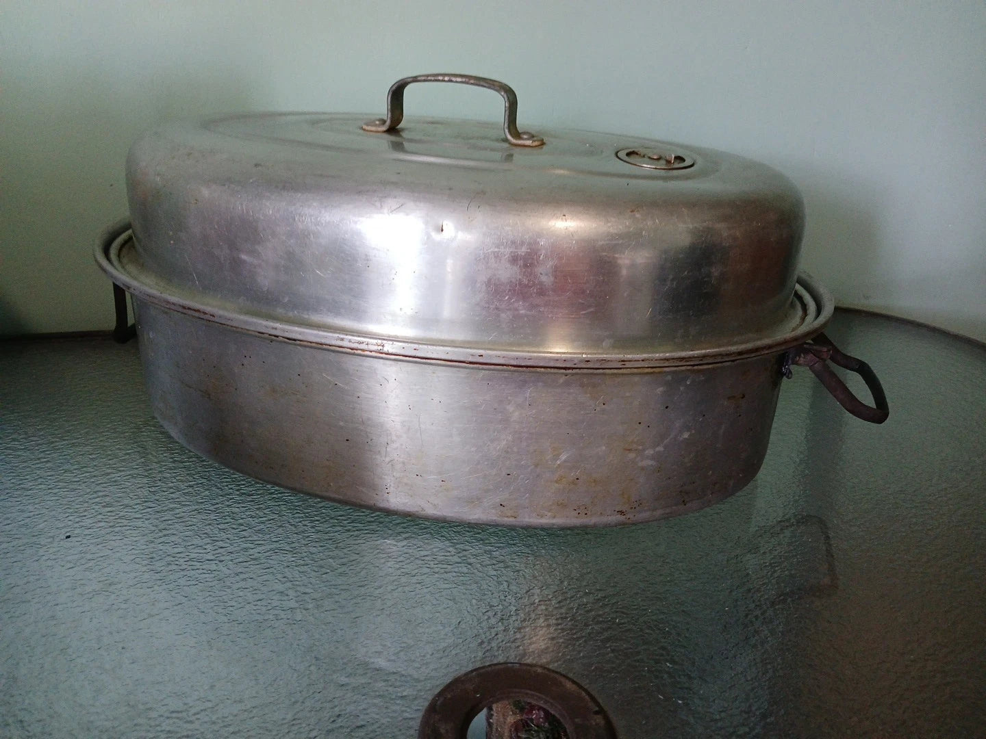 Vintage Mirro Silver Roaster Pan Vented With Lid & Hing Handles